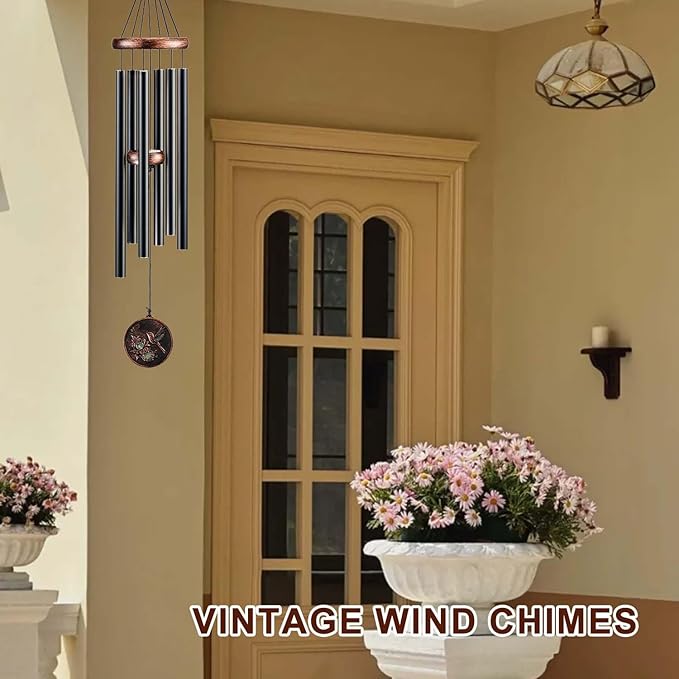 Wind Chimes for Outside, Hummingbird Deep Tone Vintage Wind Chime Outdoor Clearance, Sympathy/Memorial/Festivals/Birthday Gift for Mom Dad Grandma, Home Garden Patio Decor (32" Hummingbird)-Ruum Studio Home