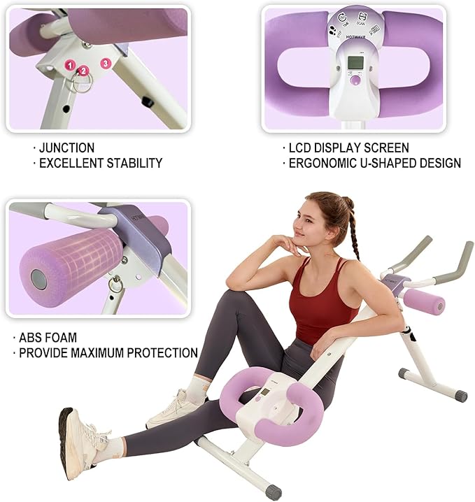 Ab Workout Equipment Abdominal Trainer, Adjustable Ab Machine at Home Gym, Foldable Abdominal Exercise Machine, Core & Ab Trainer Machine for Stomach Workout with LCD Monitor-Ruum Studio Home