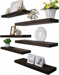 Brown Wood Floating Shelves for Wall Rustic Wall Shelves for Bedroom Set of 6-Ruum Studio Home