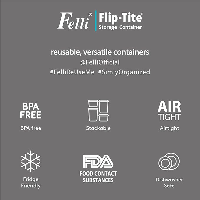 Felli Flip Tite Storage Container with Lid 6" XL Air Tight Ring Lock Top, Clear Acrylic Canister Set for Kitchen, Pet Cat Dog Food Treats, 5 lb Flour Sugar Pantry Organizer (Nest-L, Black)-Ruum Studio Home