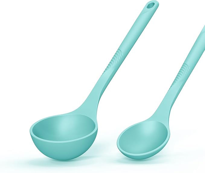 Silicone Cooking Utensils Set - 600°F Heat Resistant, Nonstick Kitchen Utensil Set with Spatulas, Spoons, Whisk, Tongs, BPA Free, Dishwasher Safe (Teal)-Ruum Studio Home