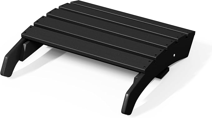 WestinTrends Dylan Outdoor Patio HDPE Adirondack Ottoman Footrest, Black-Ruum Studio Home