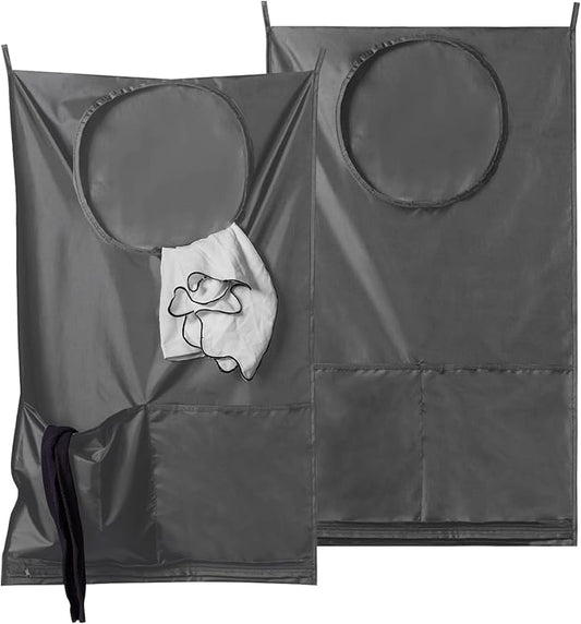 Saves Space Door-Hanging Laundry Bag,Door Hanging Laundry Hamper with 2 Different Types of Hooks, Polyester Fabric Hanging Laundry Basket for Clothes Size 22"X37" -2 Pack Gray-Ruum Studio Home