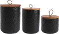 Kitchen Canisters for Countertop, Ceramic Coffee Canisters with Airtight Lids Food Storage Jars Sugar Container for Kitchen Counter Tea, Coffee Beans, Spice (#001Black-Set of 3)-Ruum Studio Home