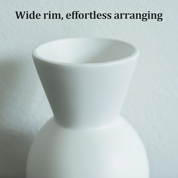 Fake Flowers in Vase for Centerpieces, Faux Flowers in Modern Ceramic Vase Set of 3 with 8 Artificial Autumn Chrysanthemums Home Decor-Ruum Studio Home