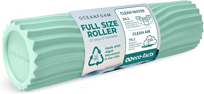 Oceanfoam Tidal Roller - Seafoam - Muscle Massage Foam Roller for Back Pain & Stretching - Firm and Ergonomic Wide Wave Textured - Yoga, Athletics, & Wellness - Full Size, 20" x 5"-Ruum Studio Home