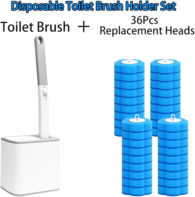 Disposable Toilet Brush with Holder, Disposable Toilet Cleaning System with 36 Refills, Toilet Wand Kit for Bathroom Toilet Cleaning (Disposable Toilet Brush)-Ruum Studio Home