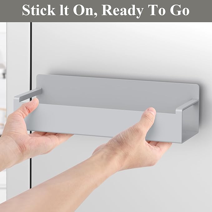 4 Pack Magnetic Spice Rack Organizer for Refrigerator and Oven, Light Gray Fridge Organizers and Storage for Kitchen-Ruum Studio Home