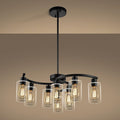 9-Light Black Modern Chandeliers for Dining Room, Adjustable Height Farmhouse Kitchen Island Lighting, Industrial Hanging Light Fixtures for Living Room Bedroom, Clear Glass Shade-Ruum Studio Home