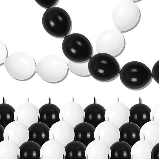Black and White Quick Link Balloons, 100PCS Latex Linking Balloons for Making Balloon Wall Balloon Arch Balloon Chains and Wedding Birthday Baby Shower Engagement Graduation Party Decorations (10inch)-Ruum Studio Home
