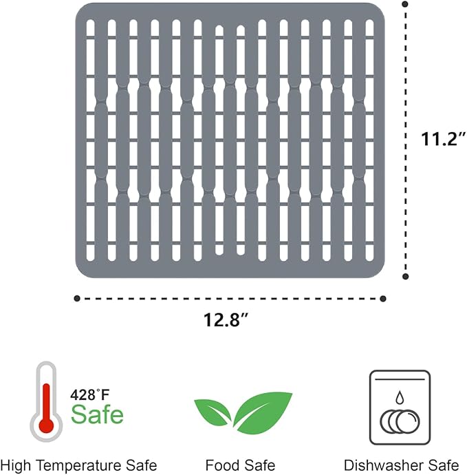 GSlife Expandable Sink Dish Drying Rack - Stainless Steel Capacity Adjustable Over The Sink Dish Rack (13.4''-20.4'') with Sink Mat and Utensil Holder, Silver-Ruum Studio Home