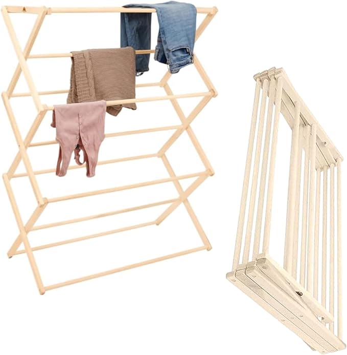 Pennsylvania Woodworks Premium American Maple Clothes Drying Rack - Handcrafted in Pennsylvania - Solid Wood Construction, Collapsible, Eco-Friendly Laundry Solution (X-Large)-Ruum Studio Home
