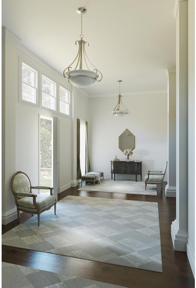 Torino Collection 3-Light Etched Glass Transitional Inverted Pendant Light Brushed Nickel-Ruum Studio Home