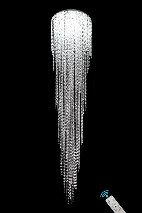 Flashing God H102'' High Ceiling Chandeliers for Entryway Modern Crystal Chandelier Large Foyer Chandeliers Modern Raindrop Chandelier for Villa Staircase,Pendant Light Fixtures-Ruum Studio Home