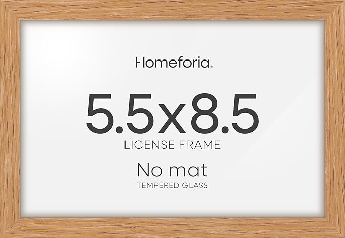 Homeforia 5.5x8.5 Business License Frame Wood, High End Natural Oak 5.5 x 8.5 Certificate Frame, 8.5x5.5 Document Frames for Wall or Tabletop, Wooden Picture Frames, Tempered Glass, Wall Kit, Set of 1-Ruum Studio Home
