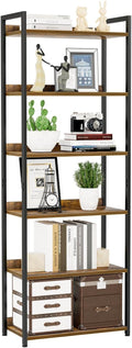 NUMENN Bookshelf, 6 Tier Bookshelves, Home Office Bookcase Shelf Storage Organizer, Free Standing Storage Shelving Unit for Bedroom, Living Room and Home Office, Vintage-Ruum Studio Home