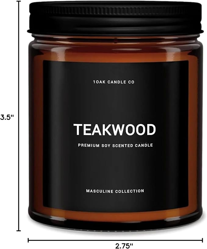 1OAK Scented Candles for Men - Teakwood & Masculine - Soy Wax, Long Burning Premium-Ruum Studio Home