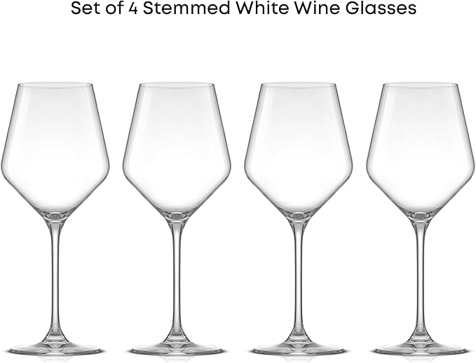 JoyJolt Layla White Wine Glasses, Set of 4 Italian Glasses, 13.5 oz Clear – Made in Europe-Ruum Studio Home