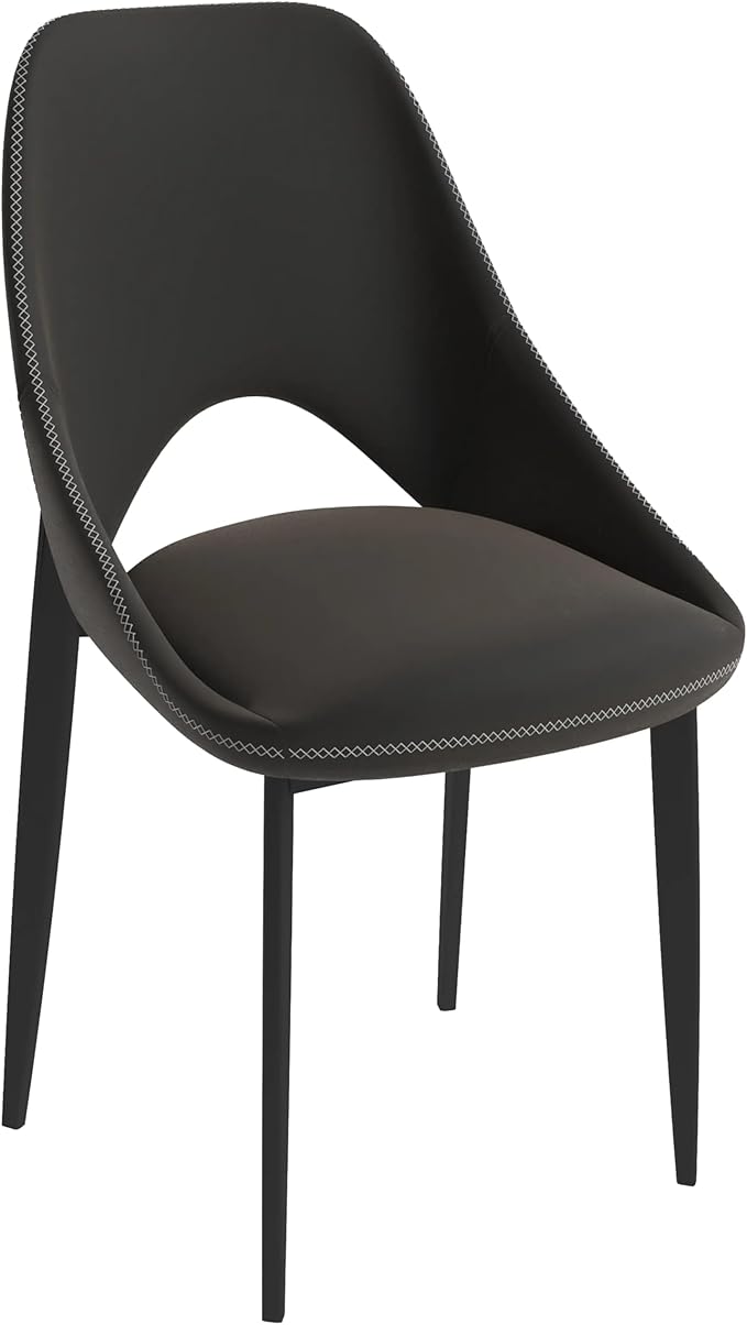LeisureMod Amalfi Upholstered Fabric Dining Chair – Modern Side Chair with Iron Legs, Mid-Century Accent Chair for Dining Room or Kitchen-Ruum Studio Home