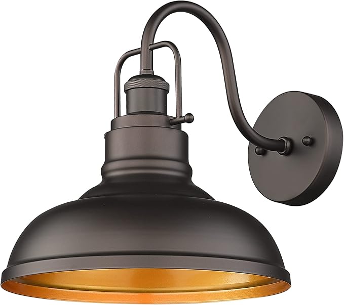 zeyu 11" Farmhouse Gooseneck Barn Light, Vintage Wall Light Sconce for Porch Warehouse Kitchen, Oil Rubbed Bronze Finish, 016-1B ORB-Ruum Studio Home
