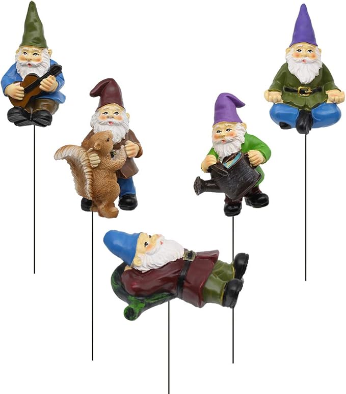 Garden Miniature Gnomes Set of 5PCS,Happy Life Gift for Outdoor Fairy Garden Yard Lawn Décor-Ruum Studio Home