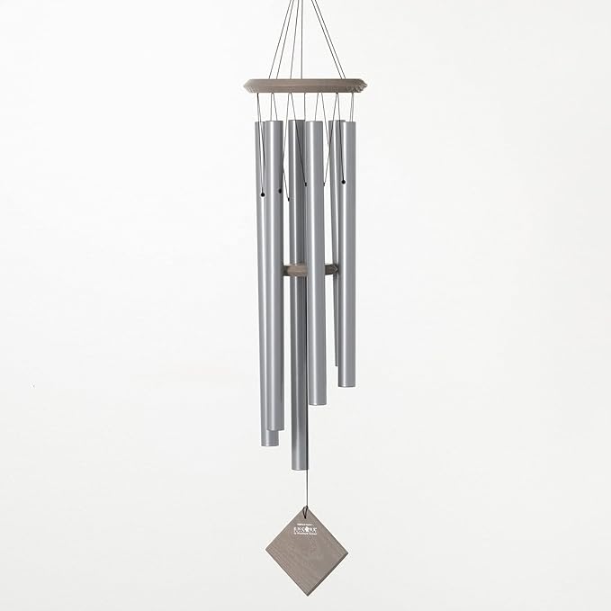 Woodstock Chimes Pluto Wind Chime for Outside 37" Grey Medium Tone Sound for Outdoor Garden, Patio, Porch Decor Gifts, Encore Collection, DCY37-Ruum Studio Home