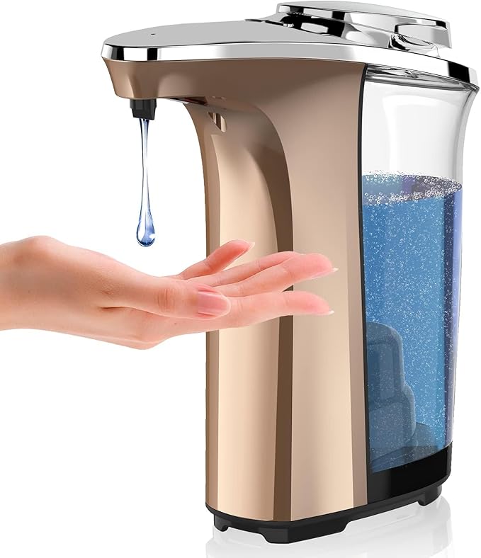 Automatic Soap Dispenser, PZOTRUF Touchless 17oz/500ml with Upgraded Infrared Sensor, 5 Adjustable Soap Dispensing Levels, Liquid Hand Soap Dispenser for Bathroom (Rose Gold)-Ruum Studio Home