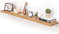 Fun Memories Floating Shelves for Wall, 55"x9.3" Rustic Solid Elm Wood Shelves, Heavy-Duty Wall Mounted Shelves with Invisible Brackets for Living Room, Bedroom, Kitchen, Natural Finish-Ruum Studio Home