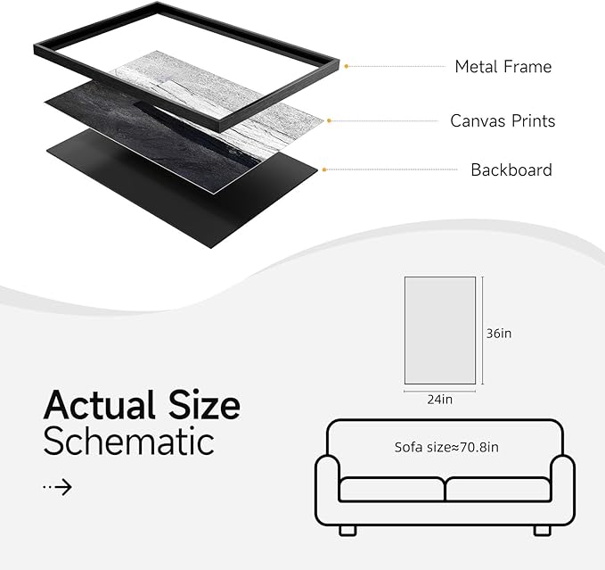 Framed Black and White Abstract Canvas Wall Art, Modern Art Prints Paintings Artwork for Walls, Minimalist Abstract Pictures for Living Room Dining Room Bedroom Office Bathroom Wall Decor 24x36 In-Ruum Studio Home