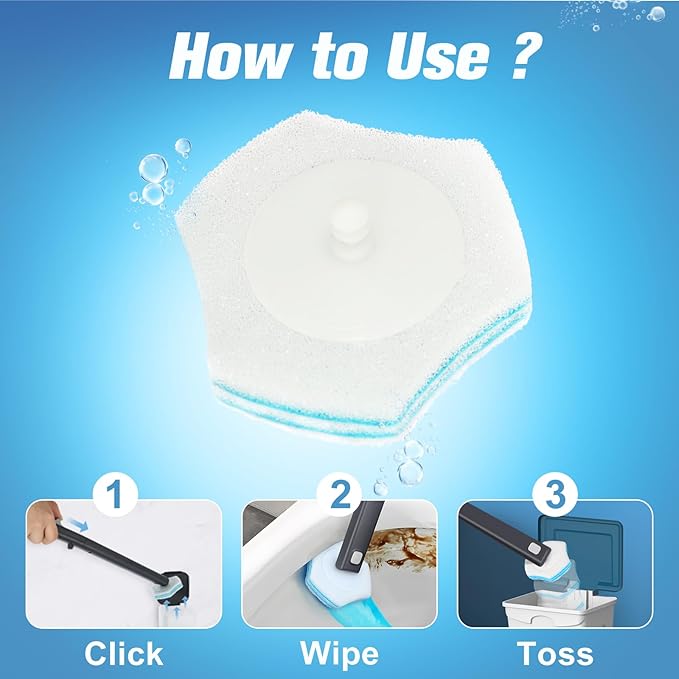 squish Disposable Toilet Brush Refills 32 Count, Disposable Toilet Brush Cleaning Sponges Heads for Toilet and Bathroom Cleaning-Ruum Studio Home