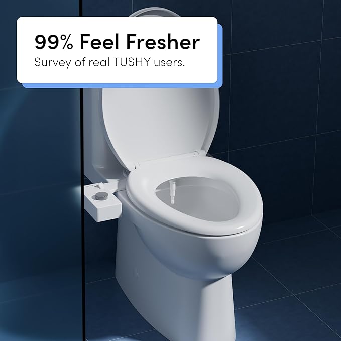 TUSHY Classic 3.0 Bidet Toilet Seat Attachment - A Non-Electric Self Cleaning Water Sprayer with Adjustable Water Pressure Nozzle, Angle Control & Easy Home Installation (Platinum)-Ruum Studio Home