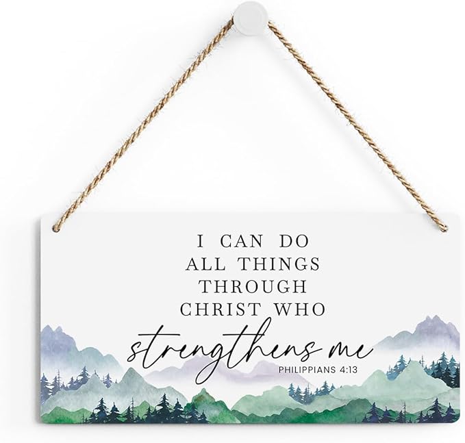 SENJIAN Christian Decor Bible Verse Wall Decor, I Can Do All Things Through Christ, Modern Farmhouse Sign Scripture Printed Wood Sign Wall Art Religious Decoration for Home Office Bathroom Bedroom-Ruum Studio Home