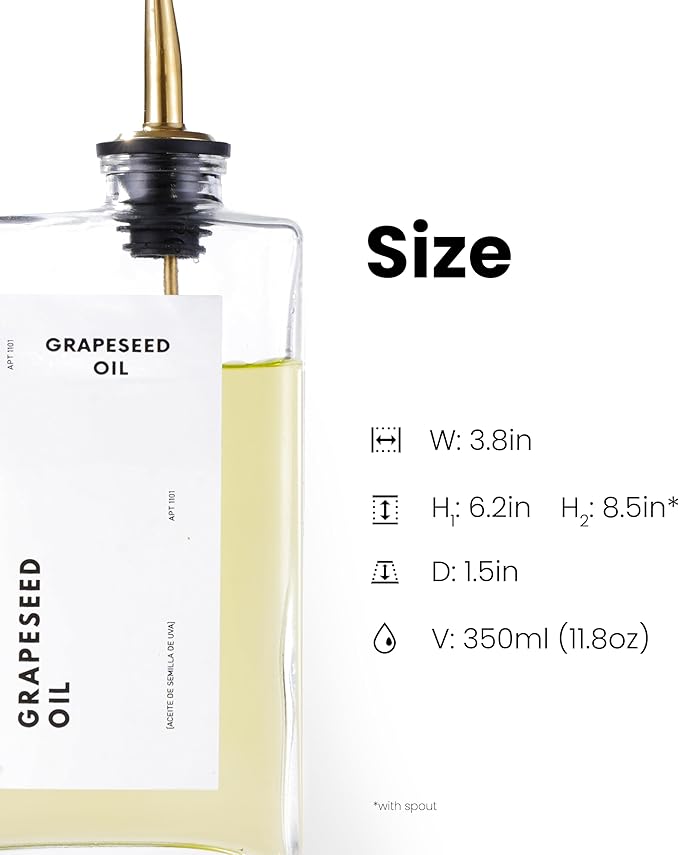 Olive Oil Dispenser for Kitchen, Cooking Oil and Vinegar Dispenser Set, Olive Oil Bottle, Soy sauce dispenser, coffee syrup bottles with stainless steel pourers - 4 pcs, Gold-Ruum Studio Home