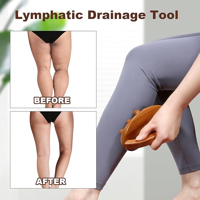 Wood Therapy Fascia Release Massage Tools, Manual Trigger Point Lymphatic Drainage Cellulite Massager, Wooden Massage Brush Gua Sha Body Sculpting Tool, Pain Relief and Body Shaping-Ruum Studio Home