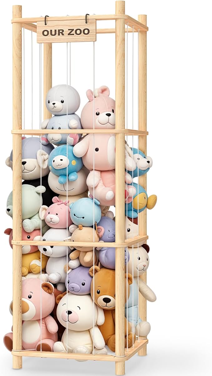 Stuffed Animal Storage & Organizer, Wooden Cute Zoo Toy Holder for Toddler Rooms, Playrooms & Bedrooms-Ruum Studio Home