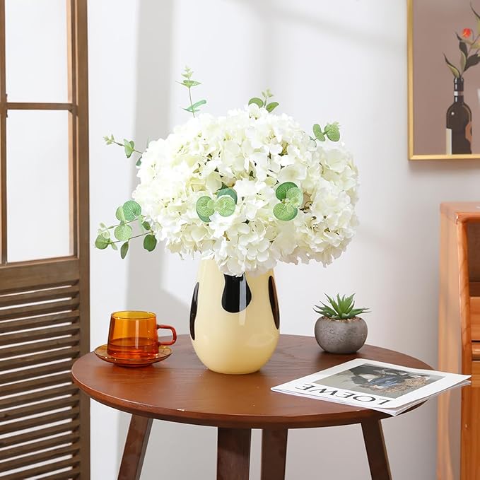 Tifuly Hydrangea Artificial Flowers with Stems 12pcs Fake Hydrangea Silk Flowers Faux Hydrangea Flowers Heads for Wedding Centerpiece Home Party Baby Shower Decor（Off White）-Ruum Studio Home