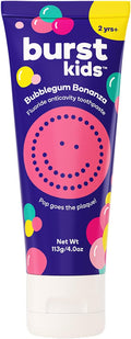 BURST Bubblegum Bonanza Kids Toothpaste with Fluoride (4oz) | Great Tasting | Flavored for Children & Toddlers | Anticavity | Dye Free & Vegan | Safe for Kids Ages 2+-Ruum Studio Home