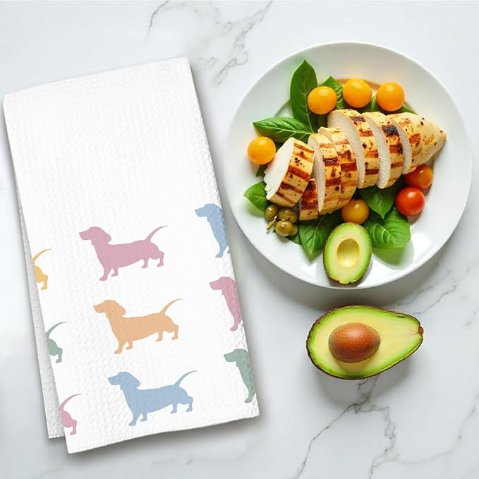 Dachshund Kitchen Towel, Waffle Weave Microfiber Wiener Dog Hand Towel, for Women, Dachshund Decor Accent for Bathroom or Kitchen-Ruum Studio Home
