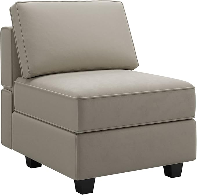Belffin Modular Sofa Middle Module with Storage Accent Armless Chair for Modular Sectional Sofa Couch Velvet Grey-Ruum Studio Home