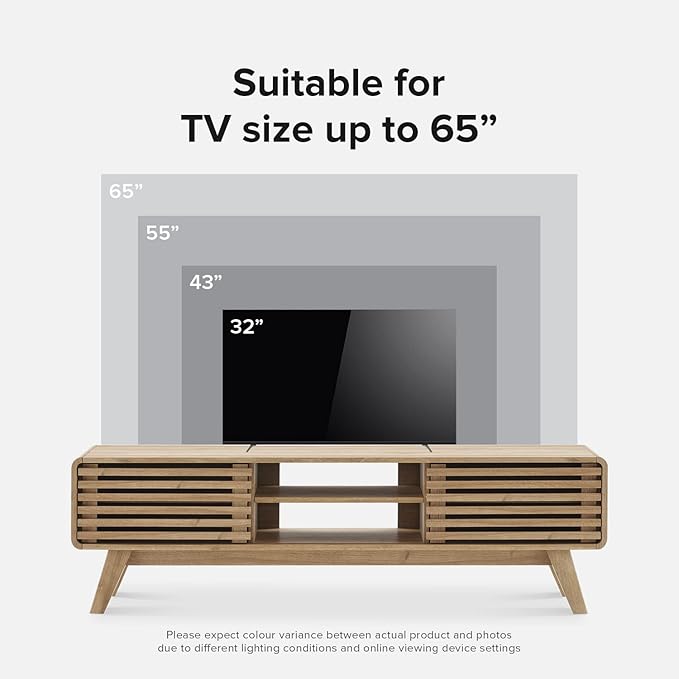 mopio Ensley TV Stand, Mid Century Modern for 55/60/65 inch TV, Farmhouse TV Stand, Entertainment Center with Storage, TV and Media Consol for Living Room (Oak, 59")-Ruum Studio Home