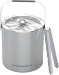Small Ice Bucket with Lid and Tongs,1.3L Portable Mini Double Walled Ice Cube Bucket for Cocktail Bar Stainless Steel Cute Insulated Ice Buckets for Parties-Ruum Studio Home