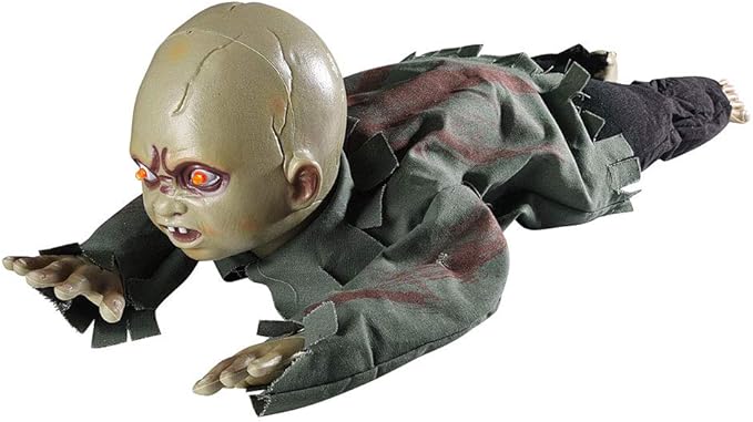 AW Halloween Animated Decoration Crawling Baby Zombie Scary Sound Sensor Activated Ghost Baby Doll Haunted House Flashing Eyes Party Outdoor Decor 2025-Ruum Studio Home