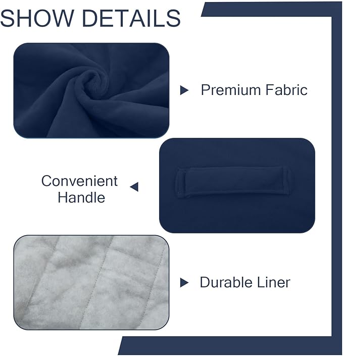 MeMoreCool Round Stuffed Pouf Ottoman Foot Rest, Floor Pouf Foot Stool with Soft Foam Chunk Filling, Small Round Ottoman Footstool Circle Footrest for Living Room, Navy-Ruum Studio Home