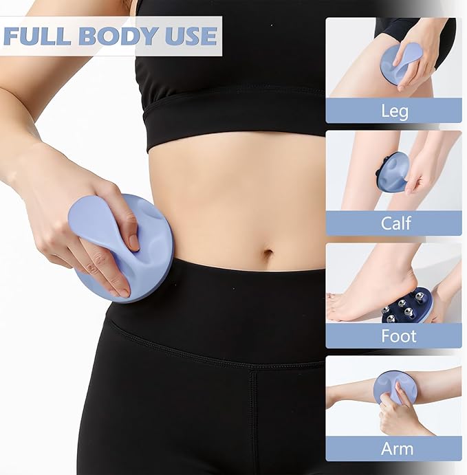 Lymphatic Massage Roller for Cellulite Remover Body Sculpting - Handheld Cellulite Massage Tool for Body Bloat Blood Circulation Lymphatic Drainage Blue-Ruum Studio Home