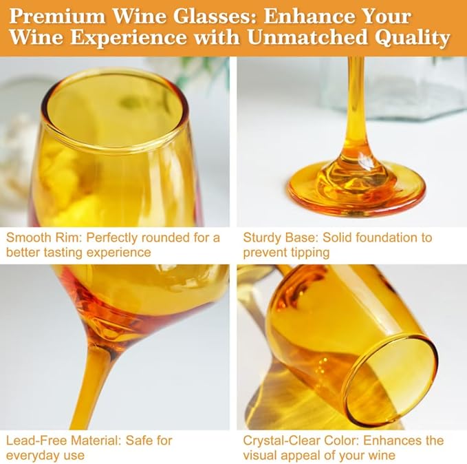 Colored Wine Glasses Set of 6-12oz Colorful Long Stem Wine Glass Cups, Multi Color Pretty Crystal Glassware, Hand Blown Goblets Drinkware, Unique Drinking Stemware Holiday Gift Set for Women-Ruum Studio Home