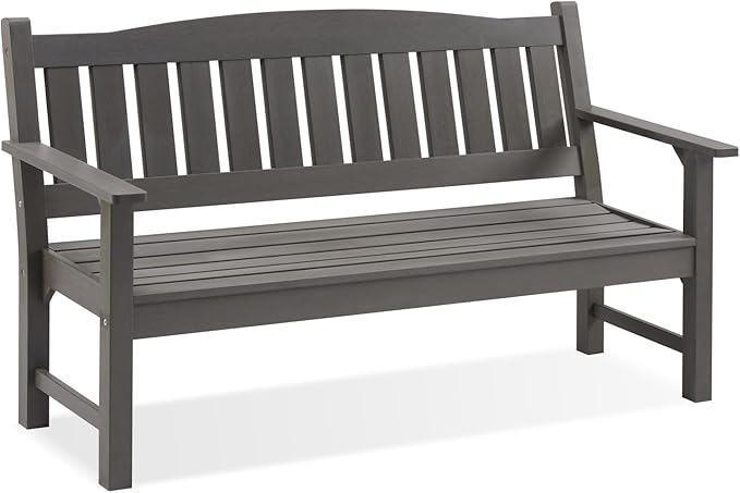 Psilvam 3-Person Outdoor Memorial Bench, All-Weather Poly Lumber Garden Bench, Rot-Resistant Outdoor Patio Bench for Park,Porch,and Church(Grey)-Ruum Studio Home