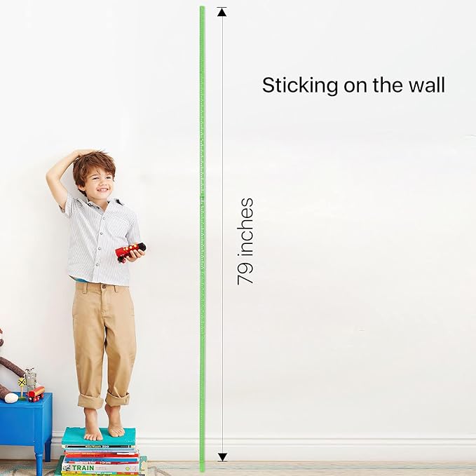 Height Measurement for Wall, Children Height Ruler, 3D Removable Growth Chart, Splicing Sliding Measuring Ruler for Kids and Nursery 79 inch (Green)-Ruum Studio Home