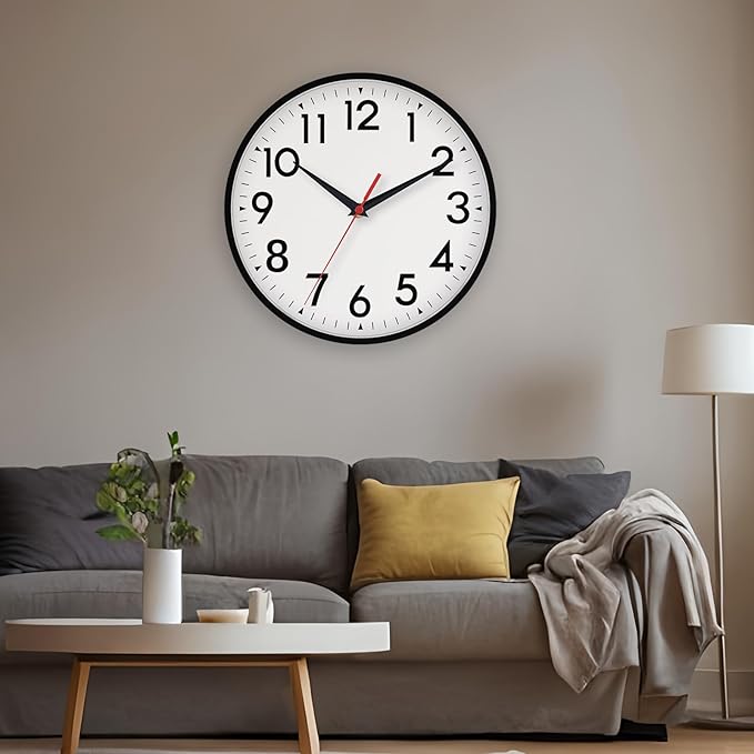 16 Inch Wall Clock, Large Wall Clocks Battery Operated, Big Silent Non-Ticking Analog Clock Decorative for Living Room, Office, Kitchen, Outdoor,Classroom, Bedroom, Bathroom, School(Black)-Ruum Studio Home