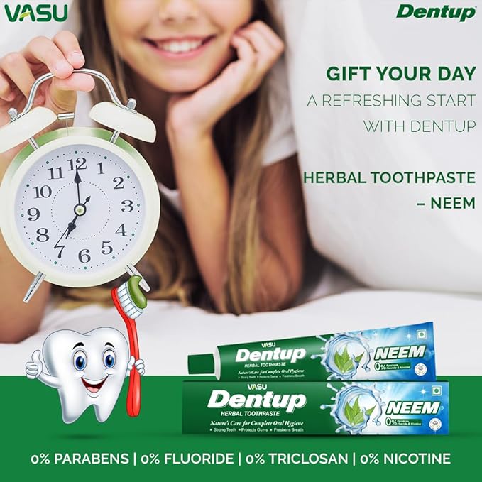 Vasu Dentup Herbal Neem Toothpaste | Ayurvedic Gum Care Toothpaste for Cavity Protection, Gum Strength, Fresh Breath | Fluoride-Free Natural Oral Care – 100g Each (Pack of 2)-Ruum Studio Home