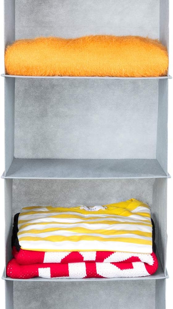 MAX Houser 6 Tier Shelf Hanging Closet Organizer, Closet Hanging Shelf with 2 Sturdy Hooks for Storage, Foldable (Light Grey)-Ruum Studio Home